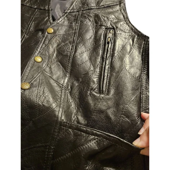 Roberto Amee | Men's Leather Vest XL Black - Picture 10 of 13